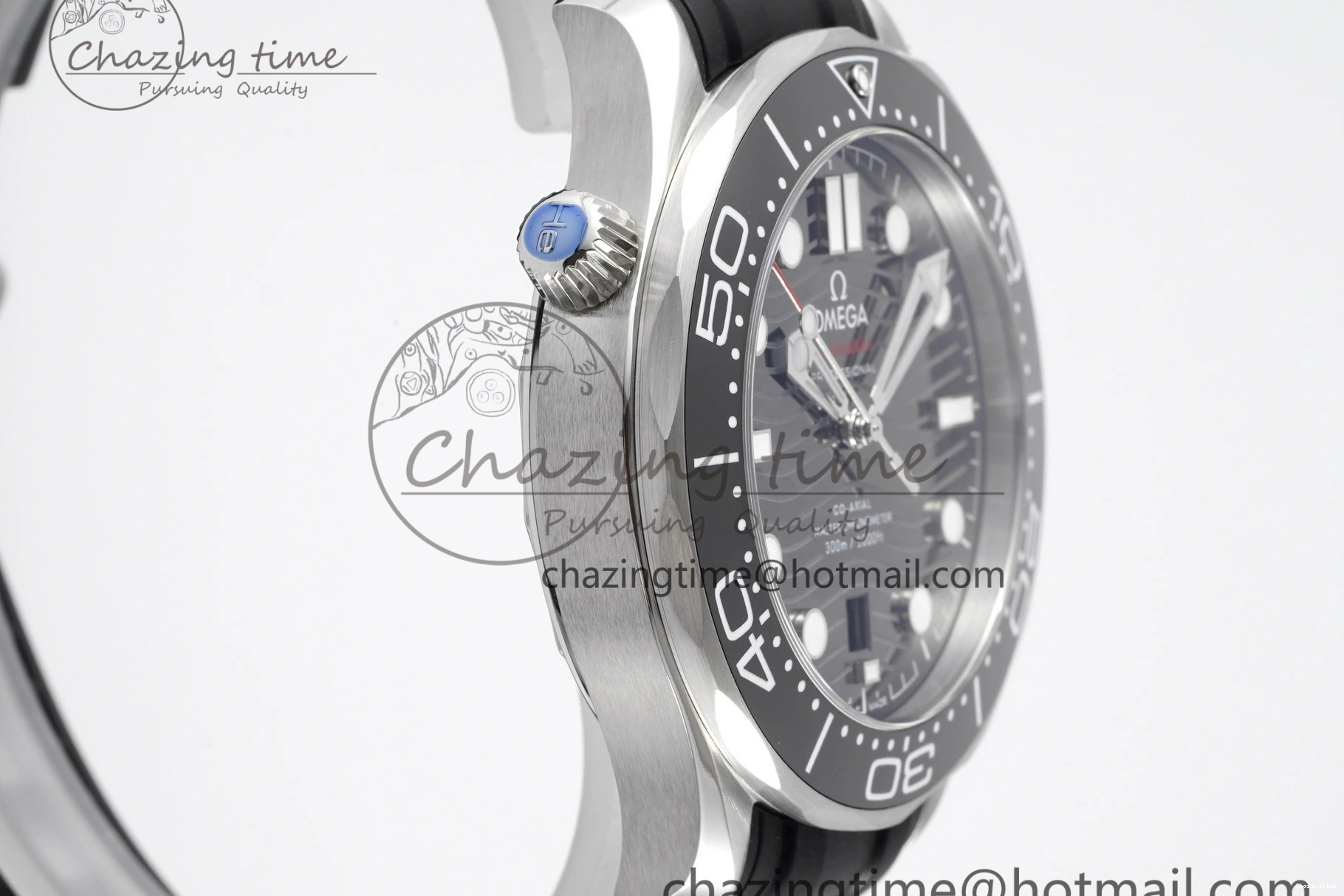 0314 Seamaster Diver 300M ZF 1:1 Best Edition Black Ceramic Black Dial on Black Rubber Strap A EasyMatch 7821